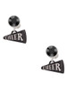 Acrylic Black Cheer Megaphone - Crystal Clip on Earrings
