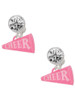 Acrylic Hot Pink Cheer Megaphone - Crystal Clip on Earrings: Color Choice - Red, Green, Blue, Purple, Pink, Clear, Black