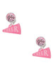 Acrylic Hot Pink Cheer Megaphone - Crystal Clip on Earrings