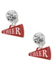 Acrylic Maroon Cheer Megaphone - Crystal Clip on Earrings: Color Choice - Red, Green, Blue, Purple, Pink, Clear, Black