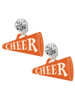 Acrylic Large Orange Cheer Megaphone - Crystal Clip on Earrings