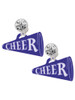 Acrylic Large Navy Cheer Megaphone - Crystal Clip on Earrings