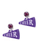 Acrylic Large Purple Cheer Megaphone - Crystal Clip on Earrings
