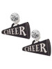 Acrylic Large Black Cheer Megaphone - Crystal Clip on Earrings: Color Choice - Red, Green, Blue, Purple, Pink, Clear, Black