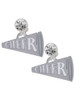 Acrylic Large Silver Plated Cheer Megaphone - Crystal Clip on Earrings: Color Choice - Red, Green, Blue, Purple, Pink, Clear, Black