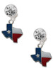 Silver Plated Enamel Lone Star Texas - Crystal Clip on Earrings: Color Choice - Red, Green, Blue, Purple, Pink, Clear, Black
