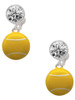 Silver Plated Large Tennis Ball - Crystal Clip on Earrings