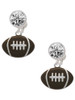 Silver Plated Large Enamel Football - Crystal Clip on Earrings: Color Choice - Red, Green, Blue, Purple, Pink, Clear, Black