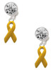 Silver Plated Yellow Ribbon - Crystal Clip on Earrings: Color Choice - Red, Green, Blue, Purple, Pink, Clear, Black