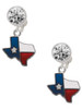 Silver Plated Translucent Texas - Lone Star - Crystal Clip on Earrings: Color Choice - Red, Green, Blue, Purple, Pink, Clear, Black