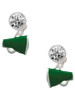 Silver Plated Small Green Megaphone - Crystal Clip on Earrings: Color Choice - Red, Green, Blue, Purple, Pink, Clear, Black
