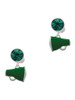 Silver Plated Small Green Megaphone - Crystal Clip on Earrings