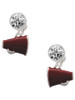 Silver Plated Small Maroon Megaphone - Crystal Clip on Earrings