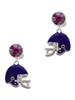 Silver Plated Small Purple Football Helmet - Crystal Clip on Earrings