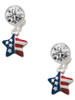 Silver Plated Mini USA Patriotic Star - Crystal Clip on Earrings: Color Choice - Red, Green, Blue, Purple, Pink, Clear, Black
