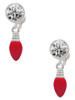 Silver Plated Red Christmas Light - Crystal Clip on Earrings: Color Choice - Red, Green, Blue, Purple, Pink, Clear, Black