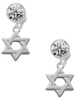 Silver Plated Star Of David - Crystal Clip on Earrings