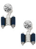 Silver Plated Blue Torah Scroll - Crystal Clip on Earrings: Color Choice - Red, Green, Blue, Purple, Pink, Clear, Black