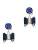 Silver Plated Blue Torah Scroll - Crystal Clip on Earrings