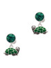 Silver Plated Green Side Turtle - Crystal Clip on Earrings