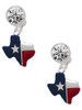 Silver Plated Red and Blue Texas - Crystal Clip on Earrings: Color Choice - Red, Green, Blue, Purple, Pink, Clear, Black