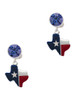Silver Plated Red and Blue Texas - Crystal Clip on Earrings