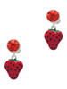 Silver Plated Large Enamel Strawberry - Crystal Clip on Earrings