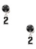 Silver Plated Black Number - 2 - Crystal Clip on Earrings