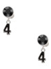 Silver Plated Black Number - 4 - Crystal Clip on Earrings