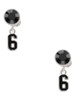 Silver Plated Black Number - 6 - Crystal Clip on Earrings