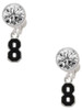 Silver Plated Black Number - 8 - Crystal Clip on Earrings: Color Choice - Red, Green, Blue, Purple, Pink, Clear, Black