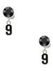 Silver Plated Black Number - 9 - Crystal Clip on Earrings