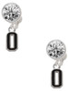 Silver Plated Black Number - 0 - Crystal Clip on Earrings: Color Choice - Red, Green, Blue, Purple, Pink, Clear, Black