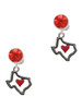 Silver Plated Open Rope Texas with Red Heart - Crystal Clip on Earrings