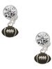 Silver Plated Mini Enamel Football - Crystal Clip on Earrings: Color Choice - Red, Green, Blue, Purple, Pink, Clear, Black