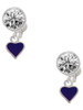 Silver Plated Mini Two Sided Purple Heart - Crystal Clip on Earrings: Color Choice - Red, Green, Blue, Purple, Pink, Clear, Black