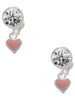 Silver Plated Mini Two Sided Pink Heart - Crystal Clip on Earrings: Color Choice - Red, Green, Blue, Purple, Pink, Clear, Black