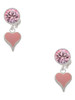 Silver Plated Small Long Pink Heart - Crystal Clip on Earrings