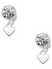 Silver Plated Mini Two Sided White Heart - Crystal Clip on Earrings: Color Choice - Red, Green, Blue, Purple, Pink, Clear, Black