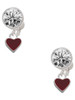 Silver Plated Mini Two Sided Maroon Heart - Crystal Clip on Earrings: Color Choice - Red, Green, Blue, Purple, Pink, Clear, Black