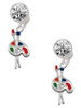 Silver Plated Paint Palette - Crystal Clip on Earrings