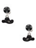 Silver Plated Black Cowboy Hat - Crystal Clip on Earrings