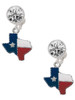 Silver Plated Texas with Rope Border - Crystal Clip on Earrings