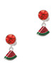 Silver Plated Mini Enamel Watermelon Slice - Crystal Clip on Earrings