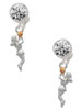 Silver Plated Basketball Player Girl - Crystal Clip on Earrings: Color Choice - Red, Green, Blue, Purple, Pink, Clear, Black