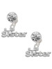 Silver Plated Lil Sister Cutout - Crystal Clip on Earrings