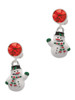 Silver Plated White Enamel Snowman - Crystal Clip on Earrings