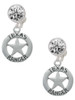 Silver Plated Texas Ranger Badge - Crystal Clip on Earrings