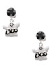 Silver Plated BOO Ghost - Crystal Clip on Earrings