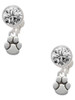Silver Plated Mini Rounded Paw - Crystal Clip on Earrings